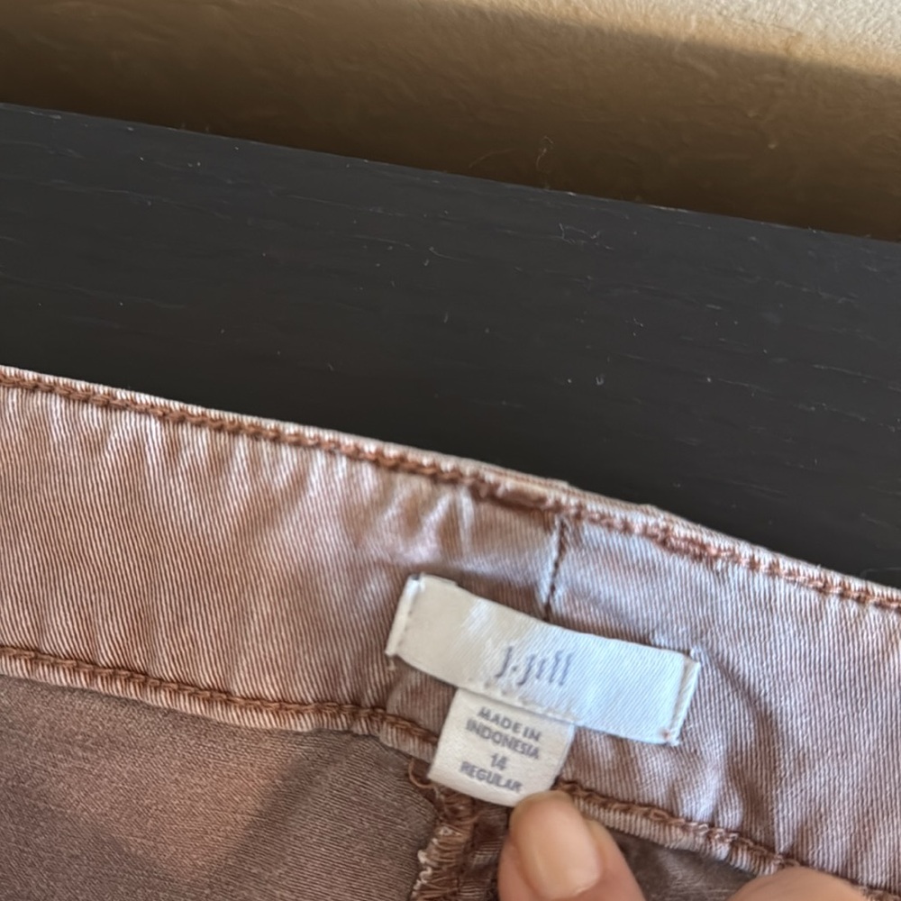 J Jill Women’s Wide Leg Cropped Pants/ Capris washed brown size 14 - Picture 7 of 16